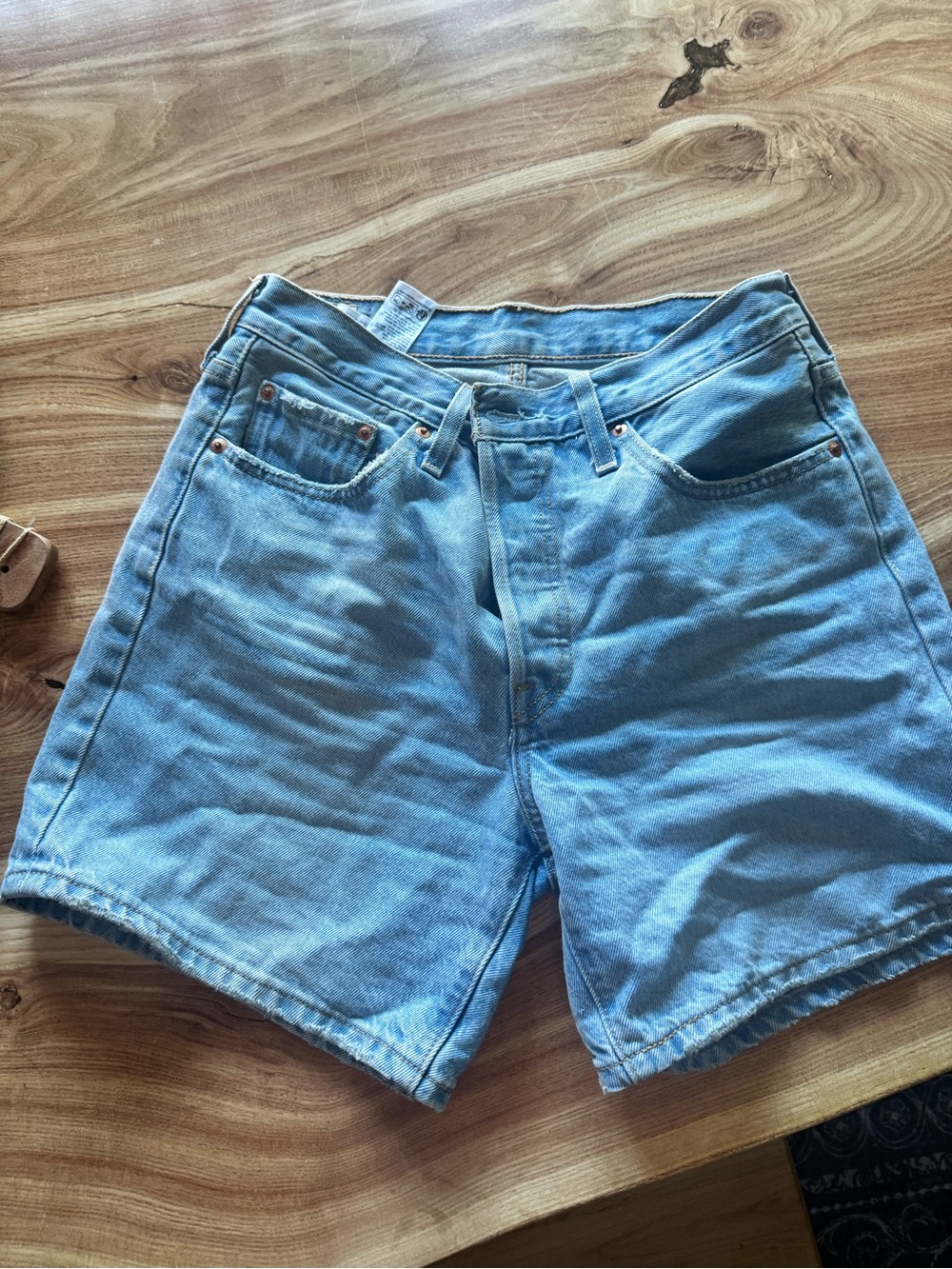 Levi 501’s midi length shorts